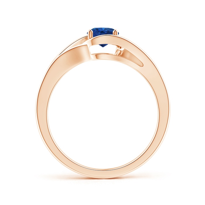 5mm AAA Twist Split Shank Solitaire Blue Sapphire Ring in Rose Gold side 1