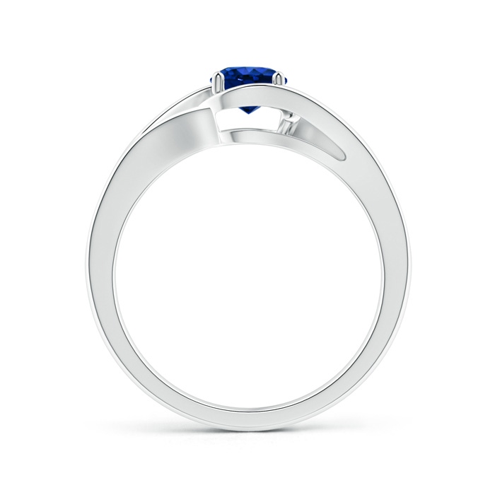 5mm AAAA Twist Split Shank Solitaire Blue Sapphire Ring in P950 Platinum side 1