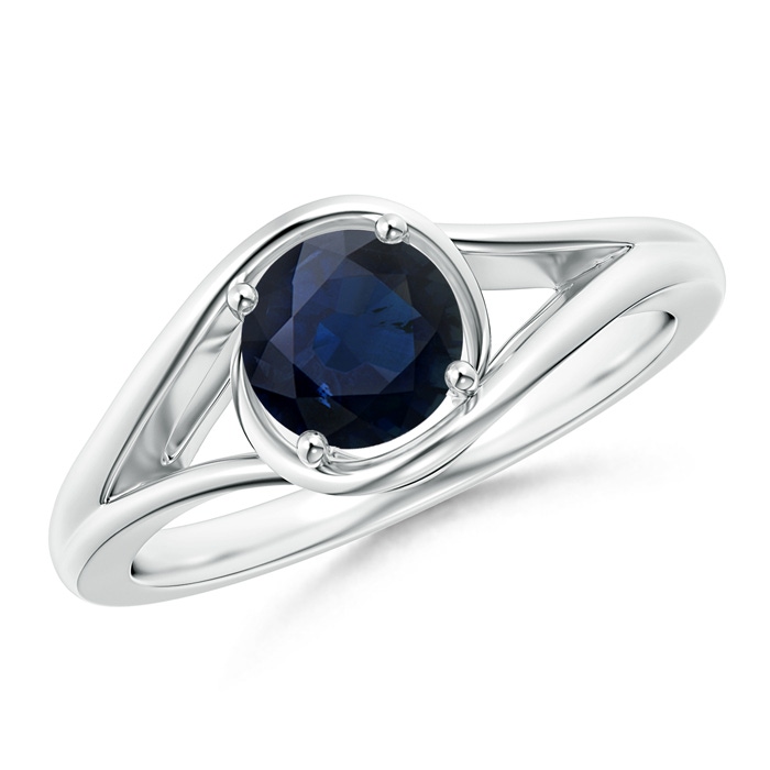 6mm A Twist Split Shank Solitaire Blue Sapphire Ring in P950 Platinum 