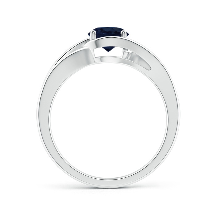 6mm A Twist Split Shank Solitaire Blue Sapphire Ring in P950 Platinum side 1