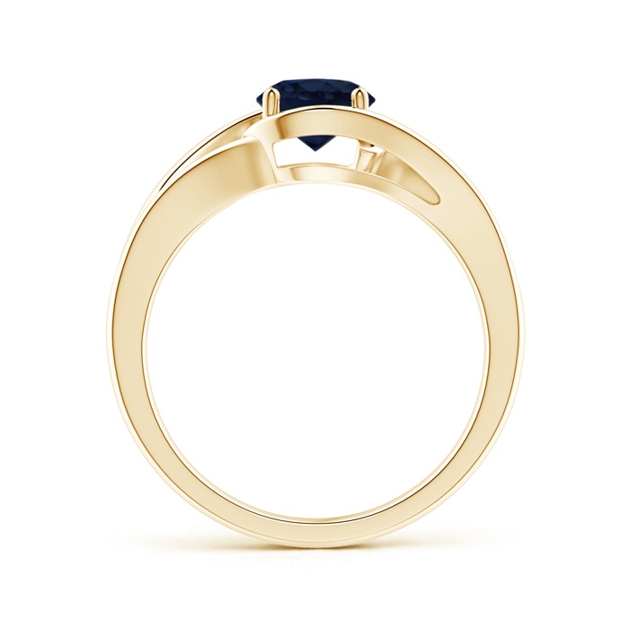 6mm A Twist Split Shank Solitaire Blue Sapphire Ring in Yellow Gold side 1