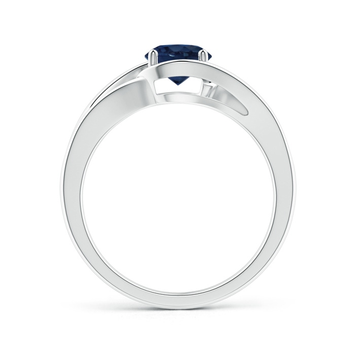 6mm AA Twist Split Shank Solitaire Blue Sapphire Ring in P950 Platinum side 1