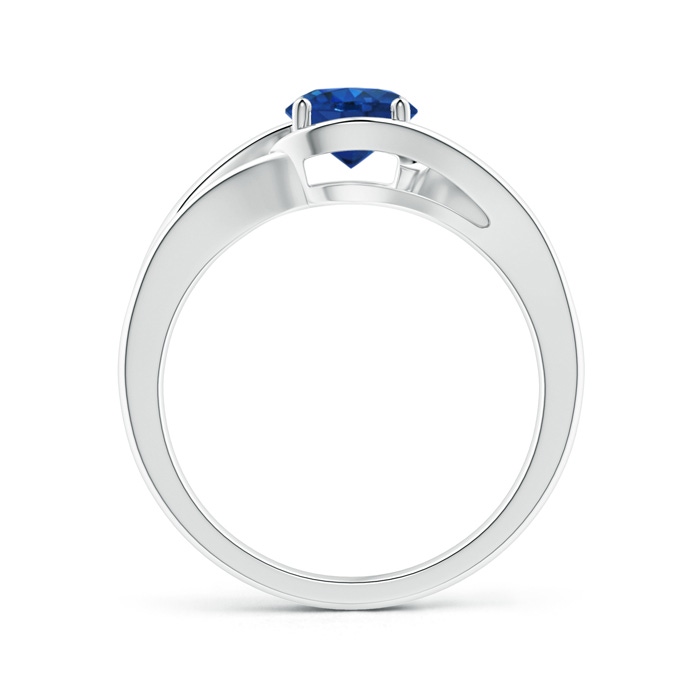 6mm AAA Twist Split Shank Solitaire Blue Sapphire Ring in P950 Platinum side 1