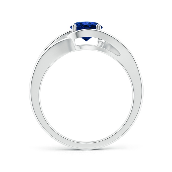 6mm AAAA Twist Split Shank Solitaire Blue Sapphire Ring in P950 Platinum side 1