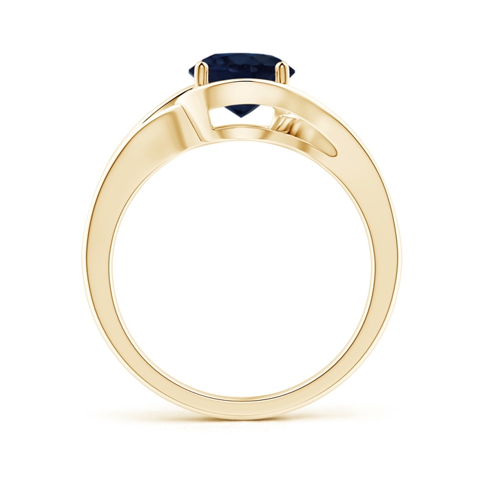 7mm A Twist Split Shank Solitaire Blue Sapphire Ring in Yellow Gold side 1