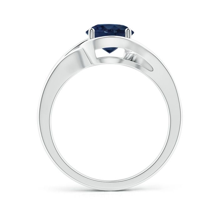 7mm AA Twist Split Shank Solitaire Blue Sapphire Ring in P950 Platinum side 1