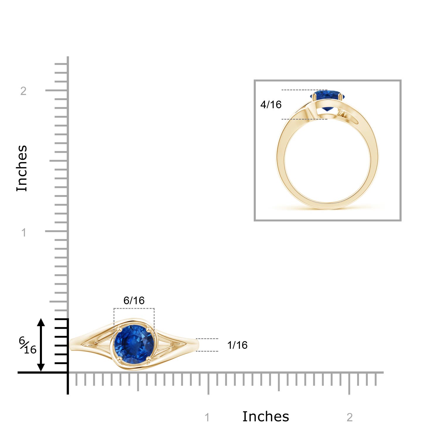 AAA - Blue Sapphire / 1.6 CT / 14 KT Yellow Gold