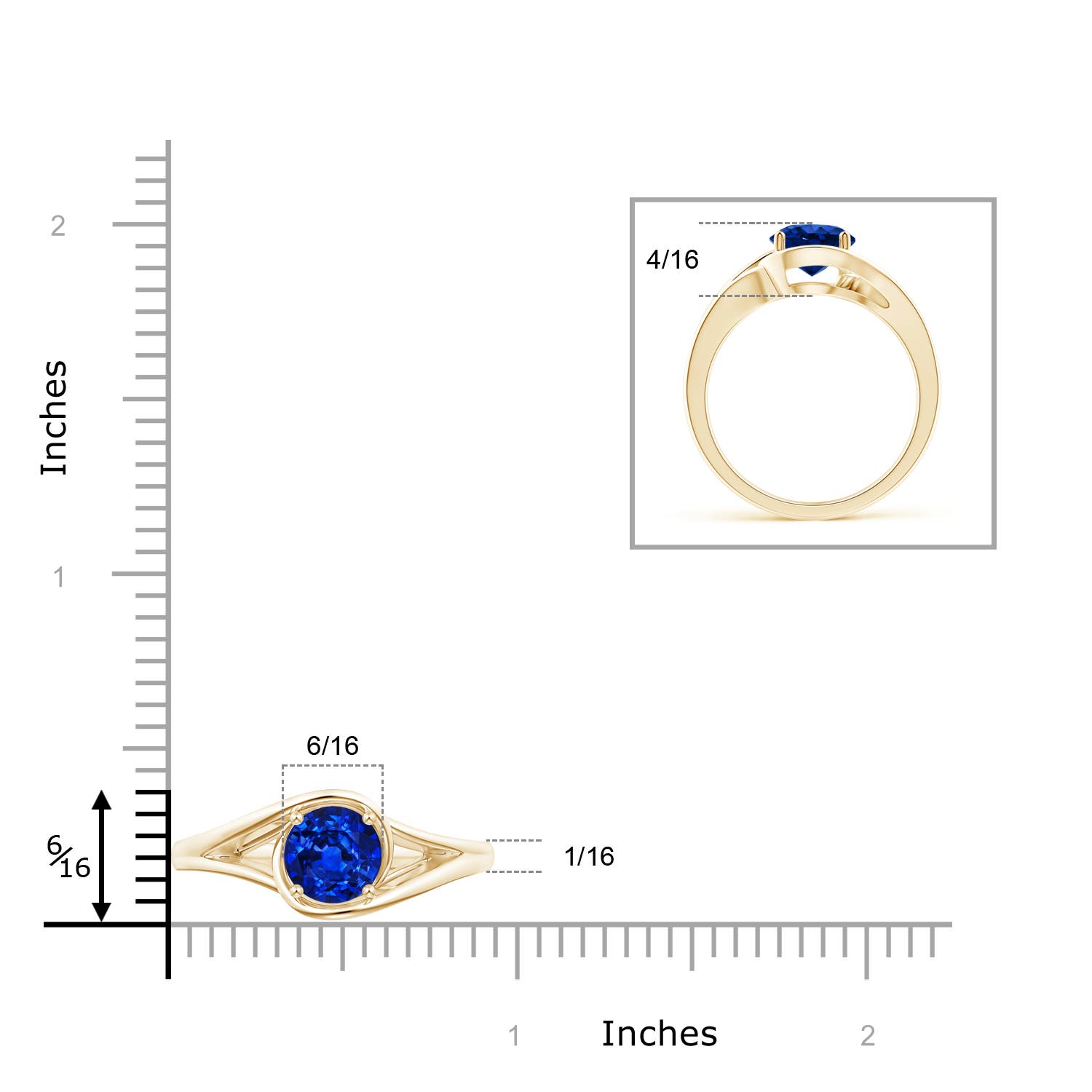 AAAA - Blue Sapphire / 1.6 CT / 14 KT Yellow Gold