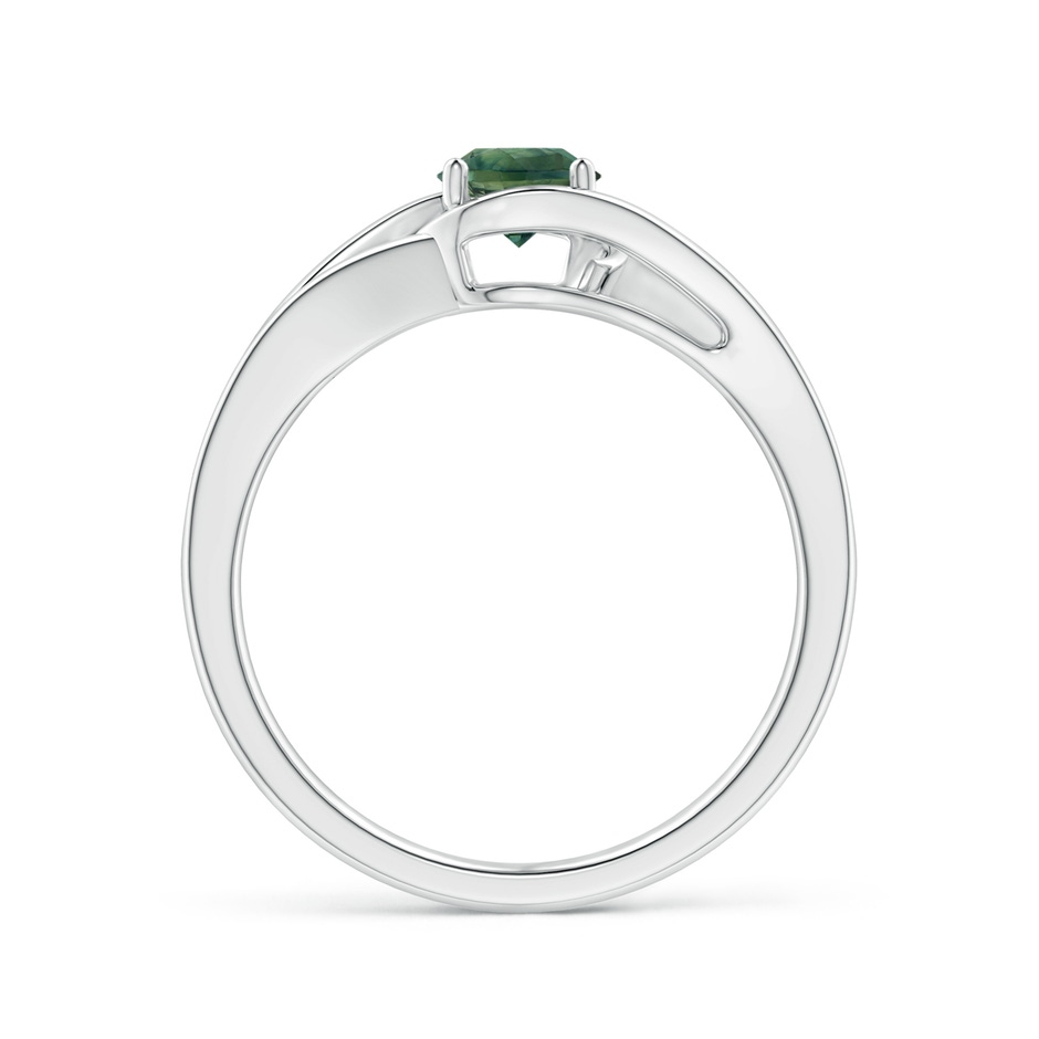 5mm AA Twist Split Shank Solitaire Teal Montana Sapphire Ring in White Gold side 1