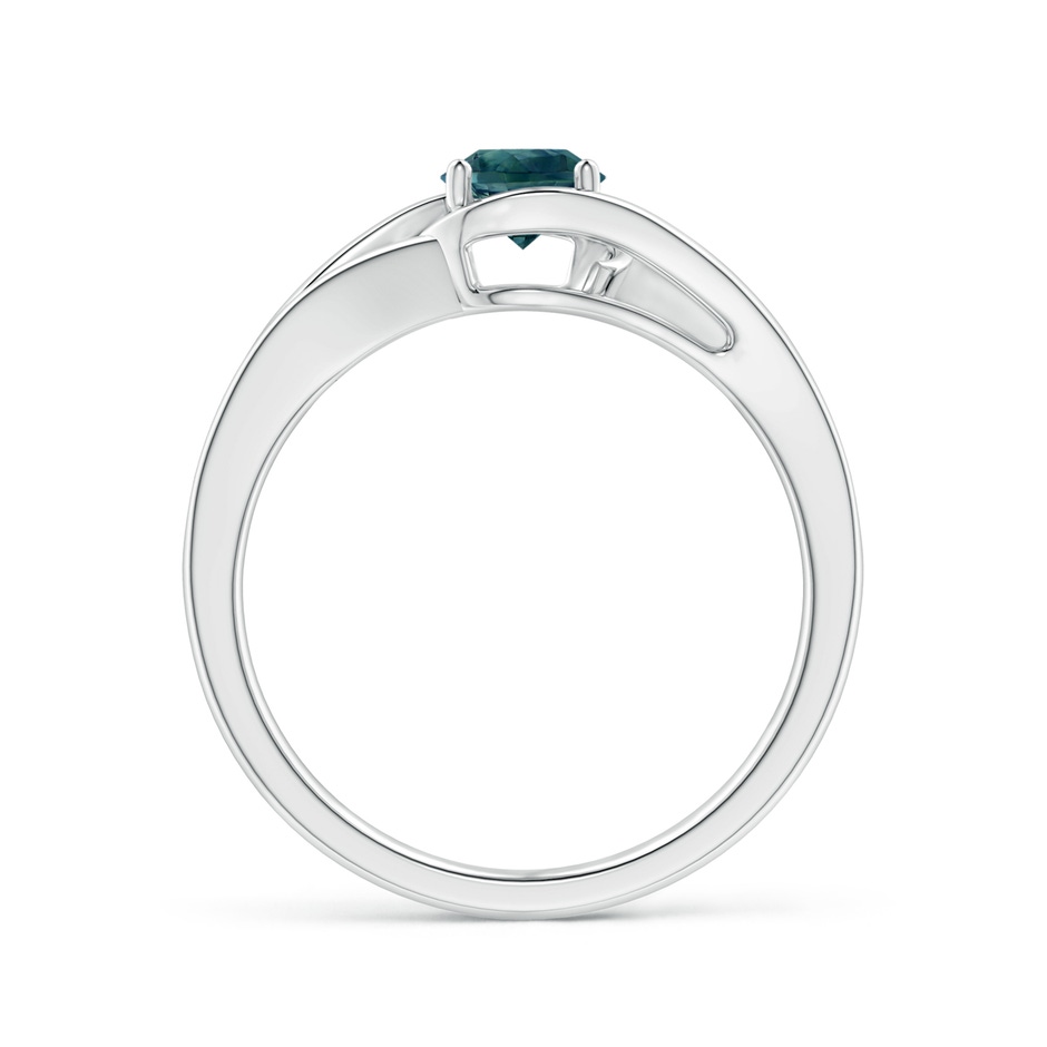 5mm AAA Twist Split Shank Solitaire Teal Montana Sapphire Ring in White Gold side 1