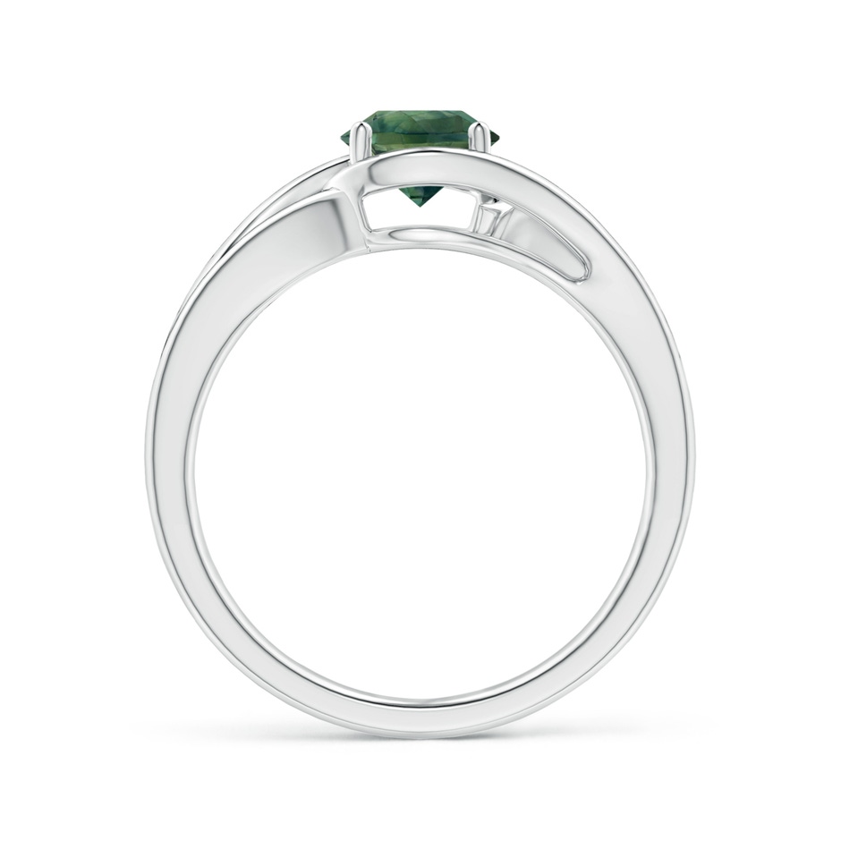 6mm AA Twist Split Shank Solitaire Teal Montana Sapphire Ring in White Gold side 1