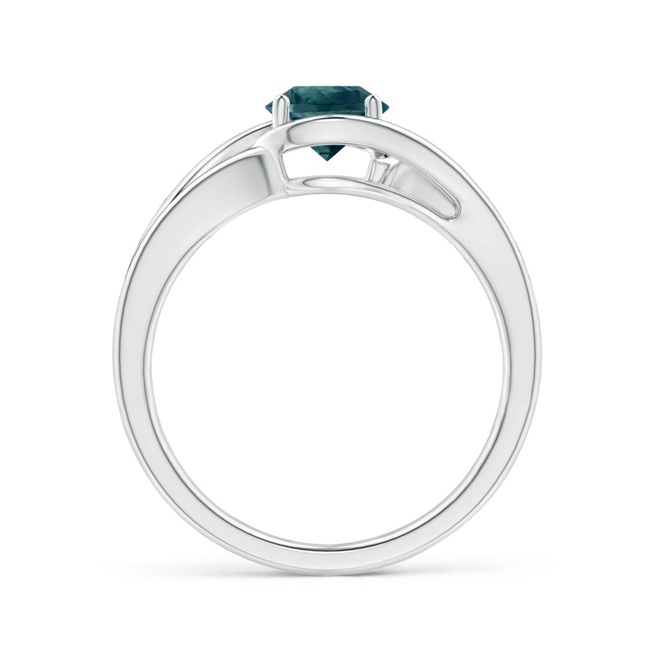6mm AAA Twist Split Shank Solitaire Teal Montana Sapphire Ring in P950 Platinum side 1