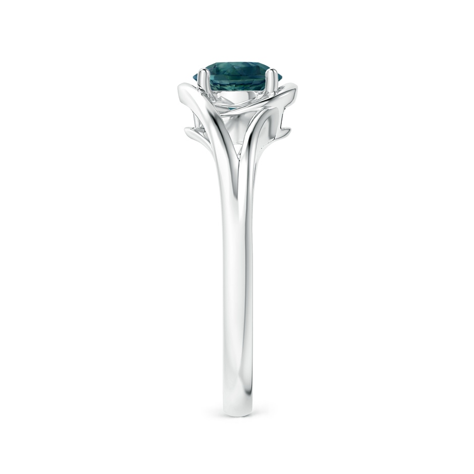 6mm AAA Twist Split Shank Solitaire Teal Montana Sapphire Ring in P950 Platinum side 2