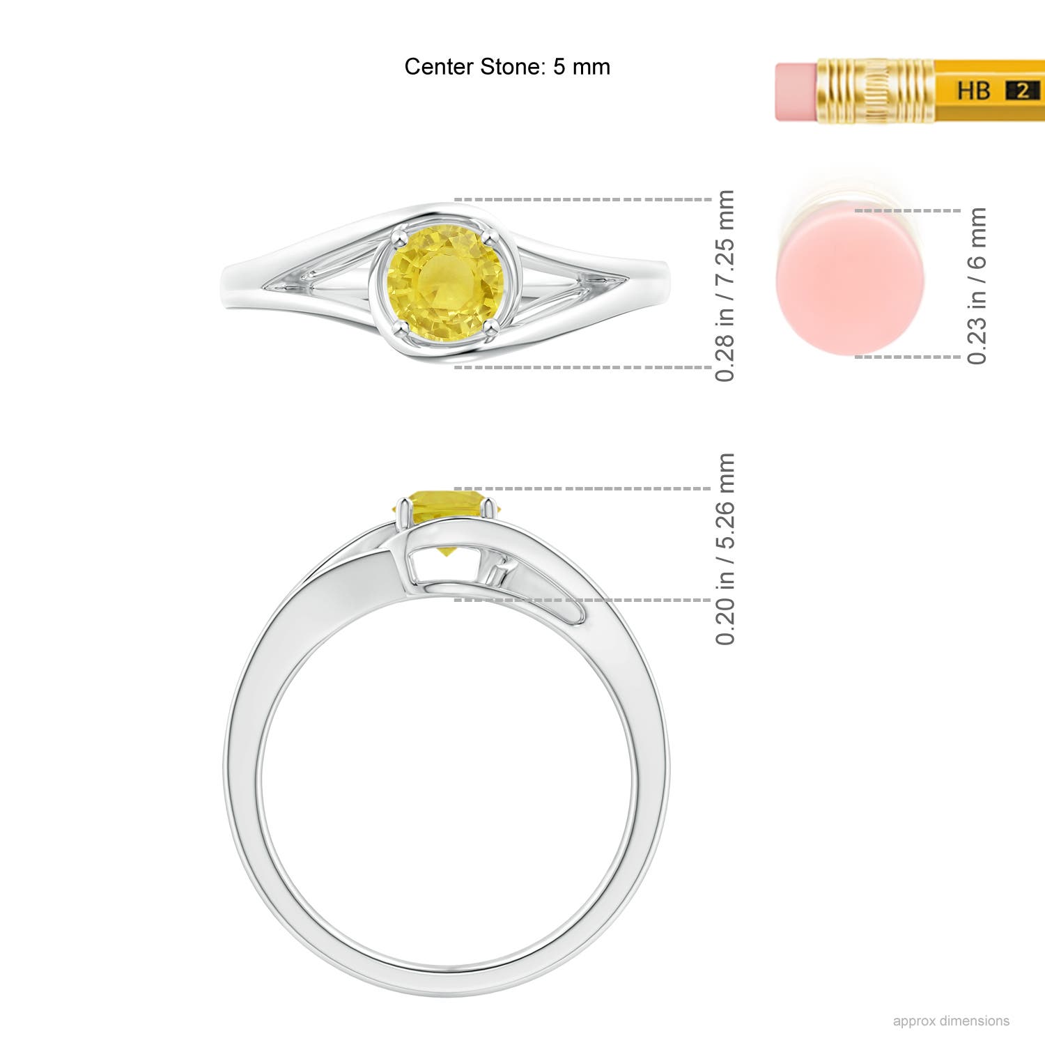 A - Yellow Sapphire / 0.53 CT / 14 KT White Gold