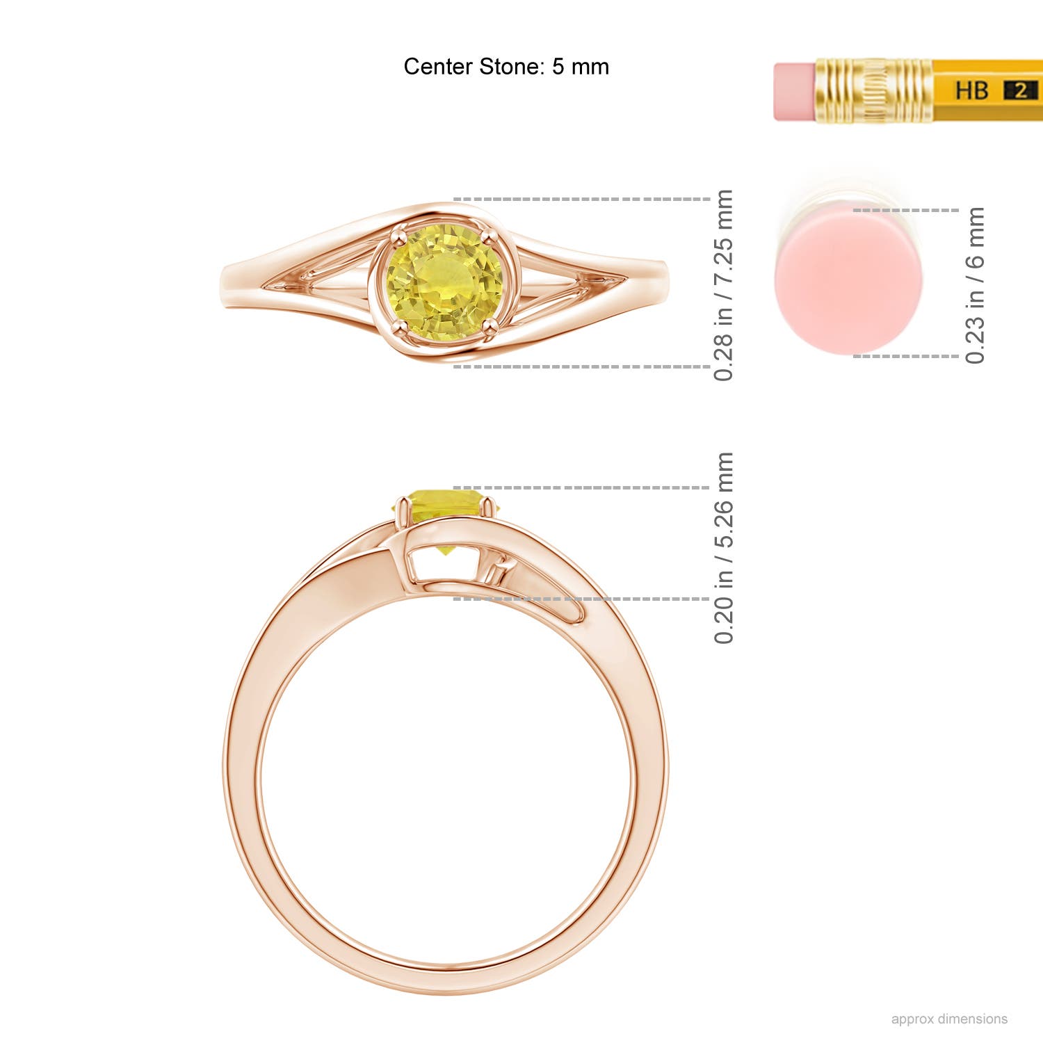 AA - Yellow Sapphire / 0.53 CT / 14 KT Rose Gold