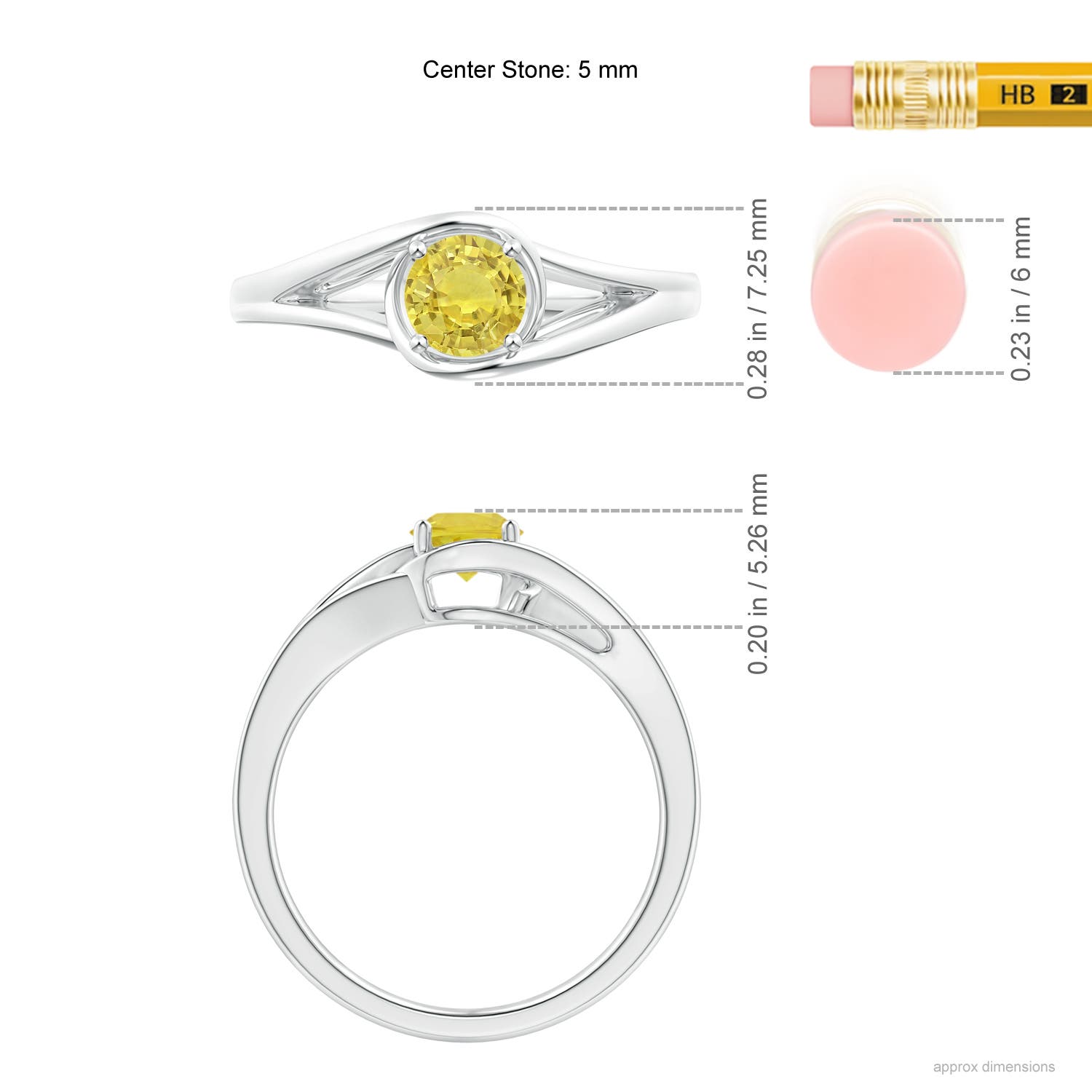 AA - Yellow Sapphire / 0.53 CT / 14 KT White Gold