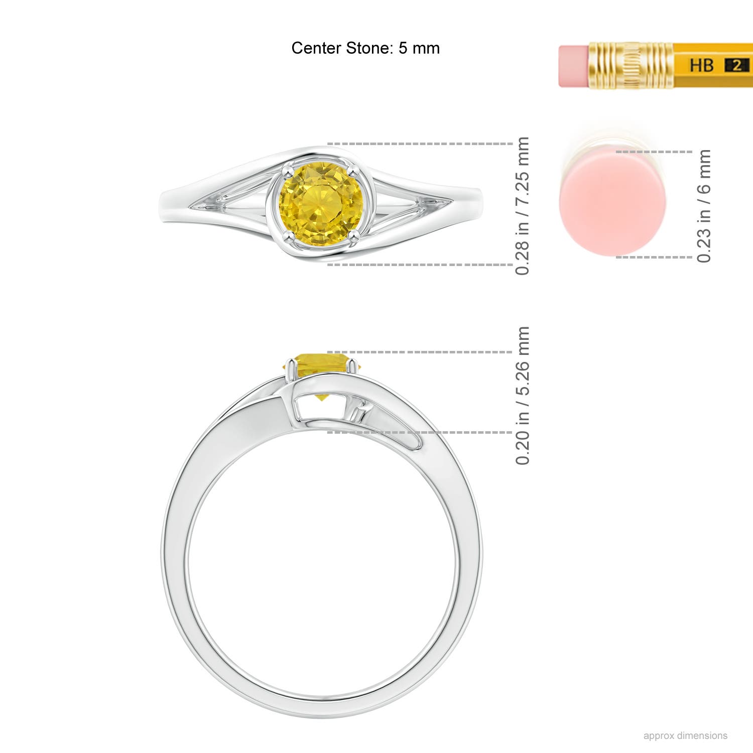 AAA - Yellow Sapphire / 0.53 CT / 14 KT White Gold