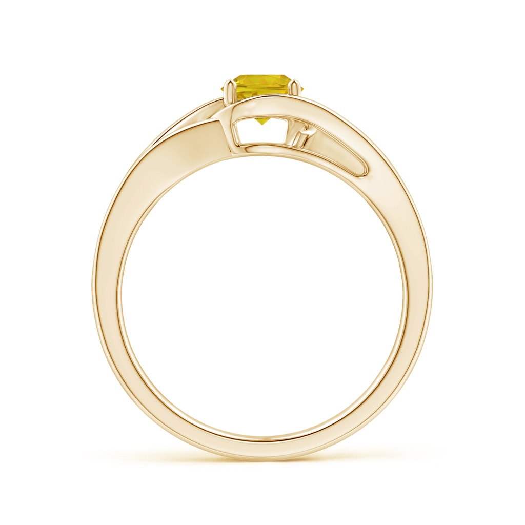 5mm AAAA Twist Split Shank Solitaire Yellow Sapphire Ring in Yellow Gold Side-1