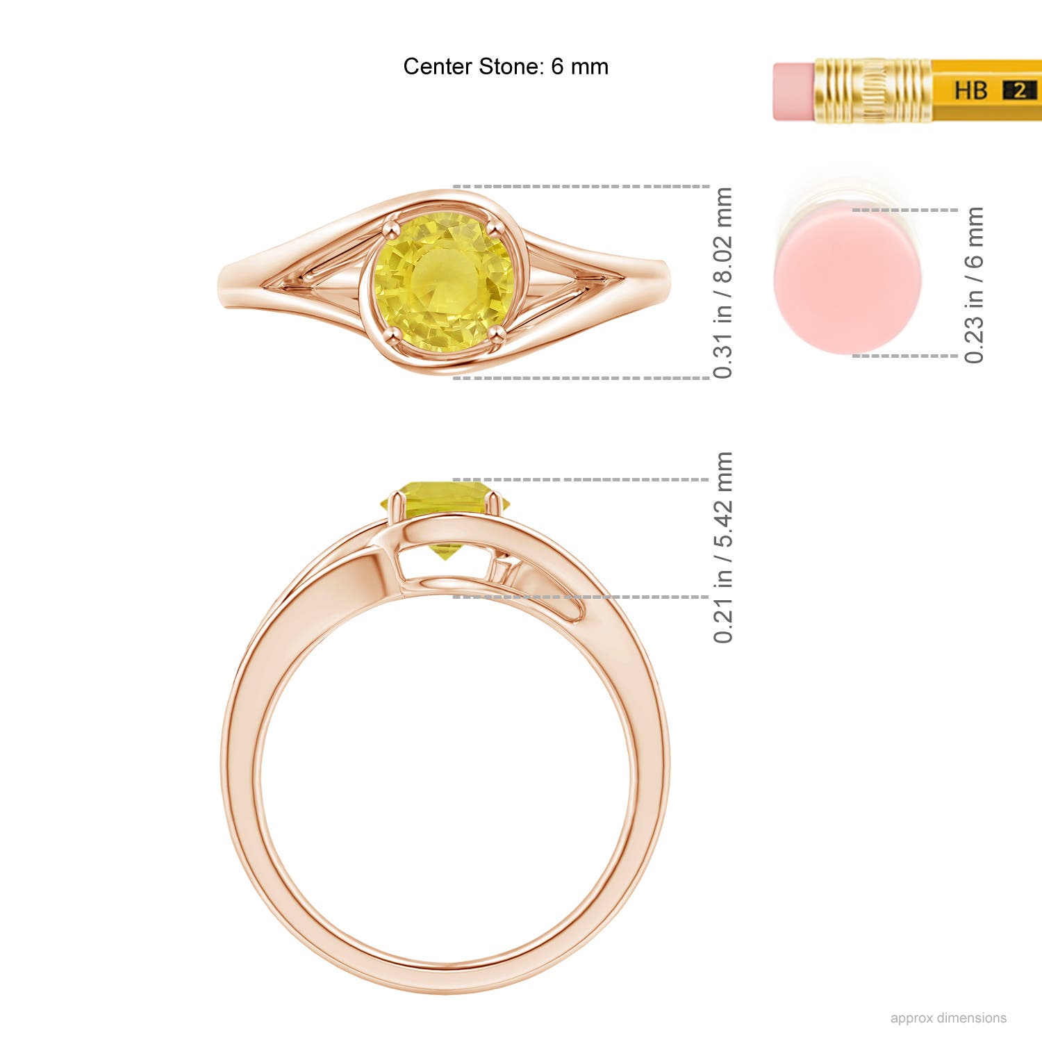 A - Yellow Sapphire / 1 CT / 14 KT Rose Gold