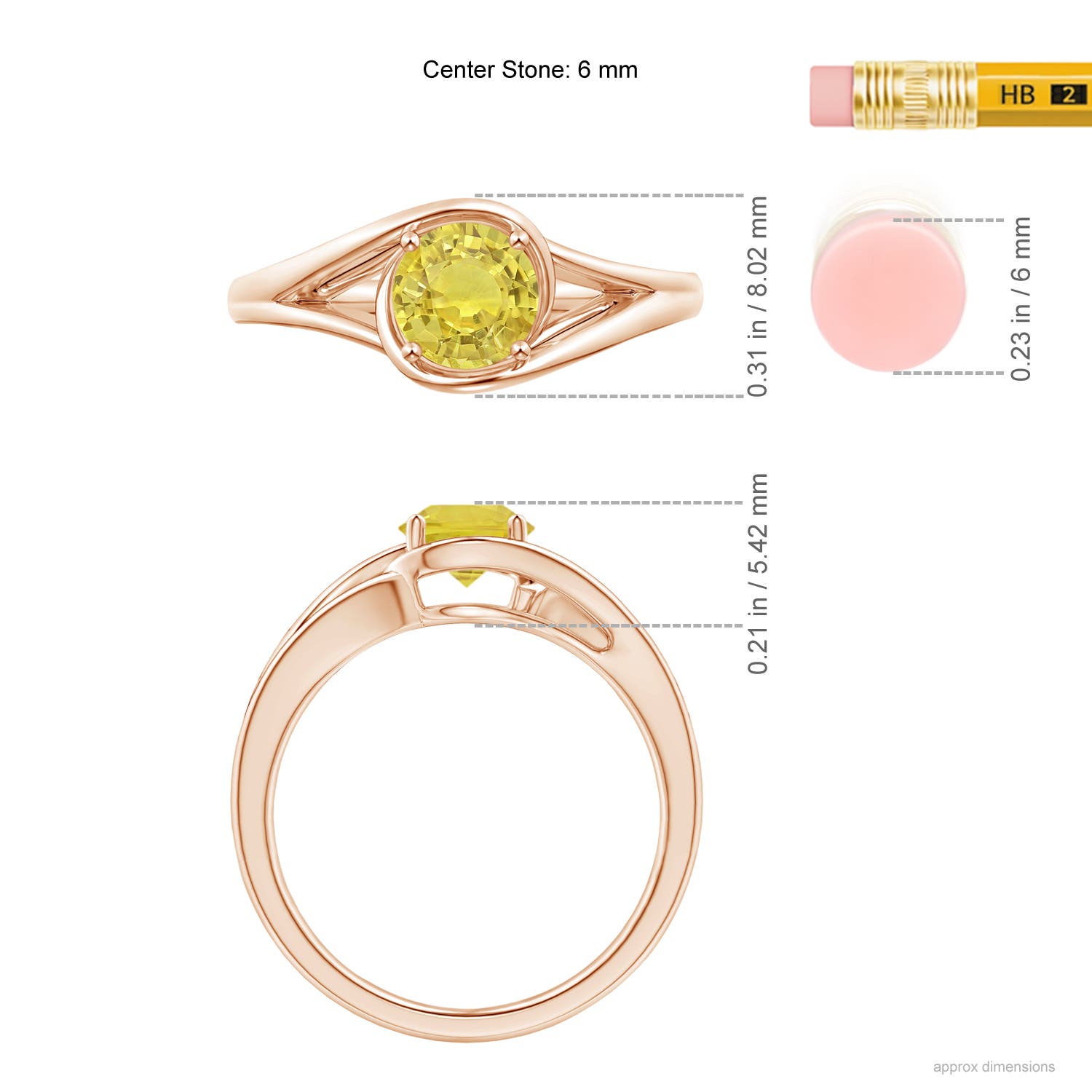 AA - Yellow Sapphire / 1 CT / 14 KT Rose Gold