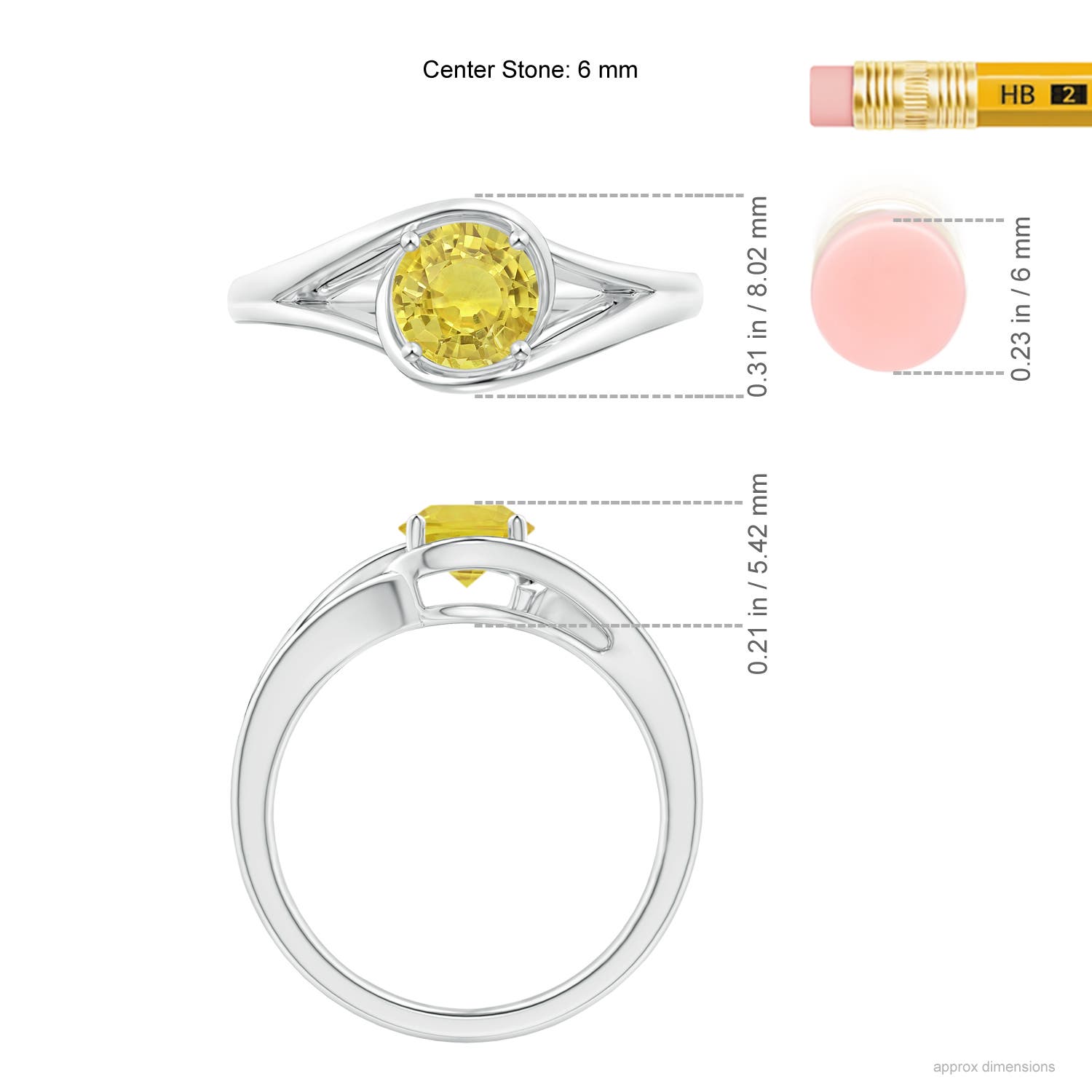 AA - Yellow Sapphire / 1 CT / 14 KT White Gold