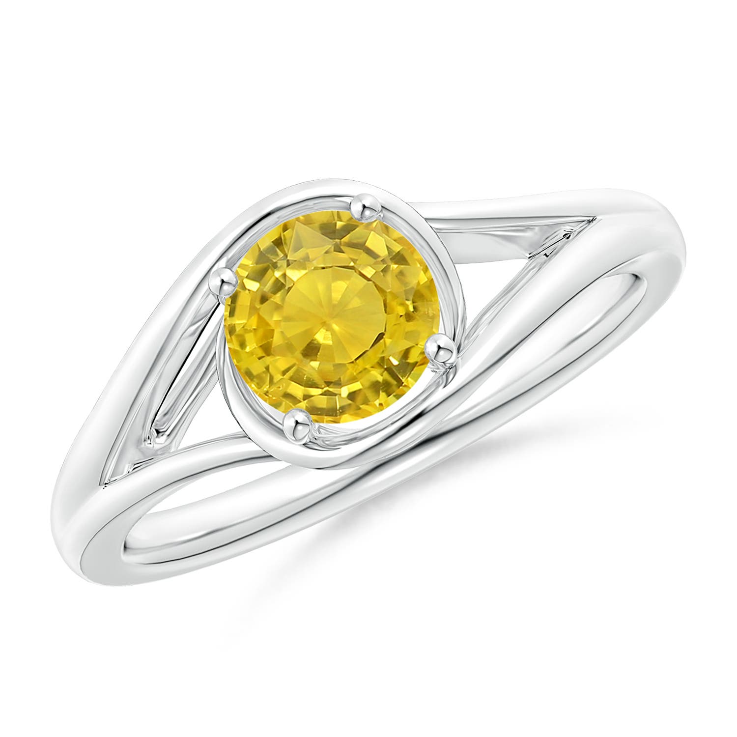 AAA - Yellow Sapphire / 1 CT / 14 KT White Gold