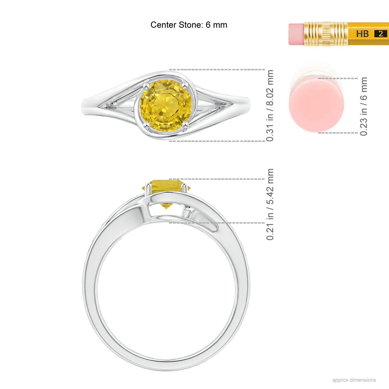 AAA - Yellow Sapphire / 1 CT / 14 KT White Gold