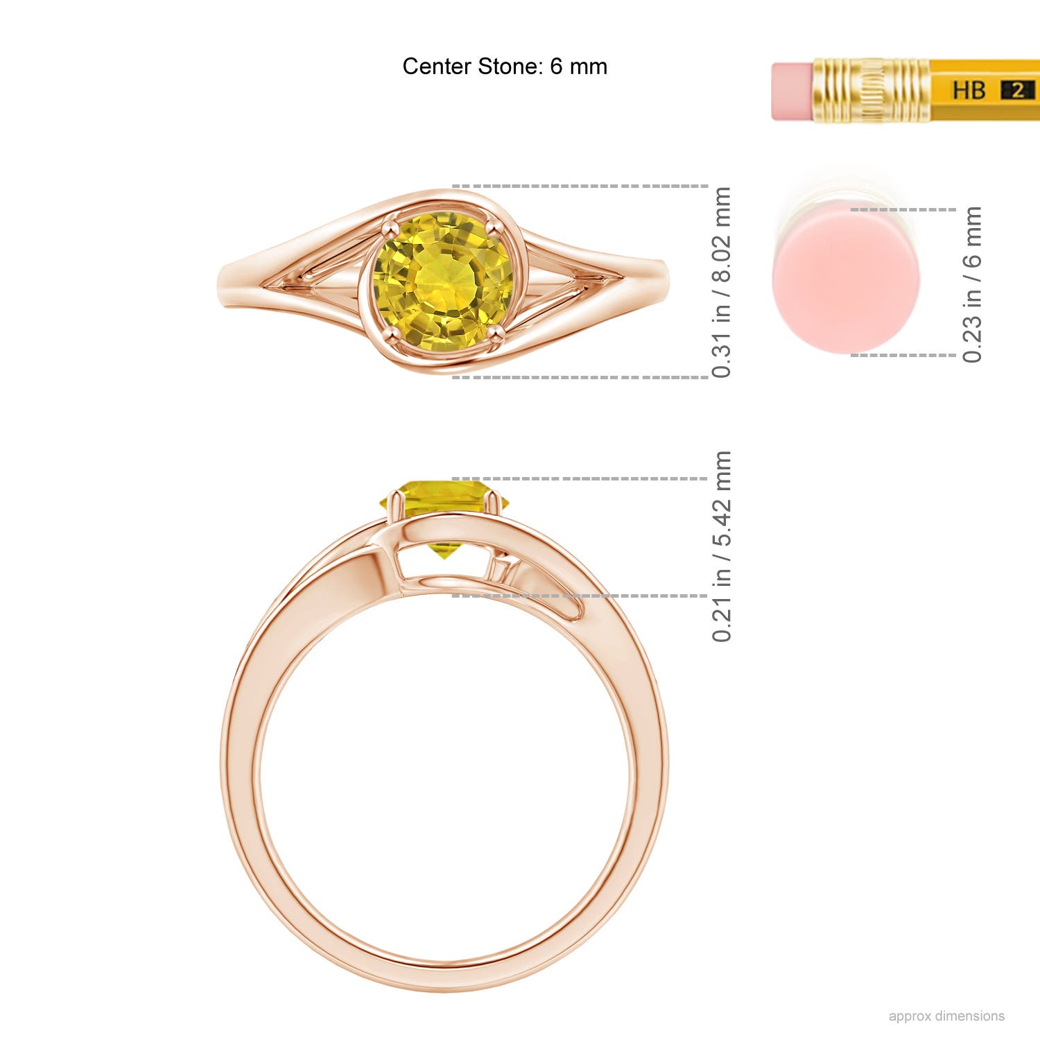 AAAA - Yellow Sapphire / 1 CT / 14 KT Rose Gold