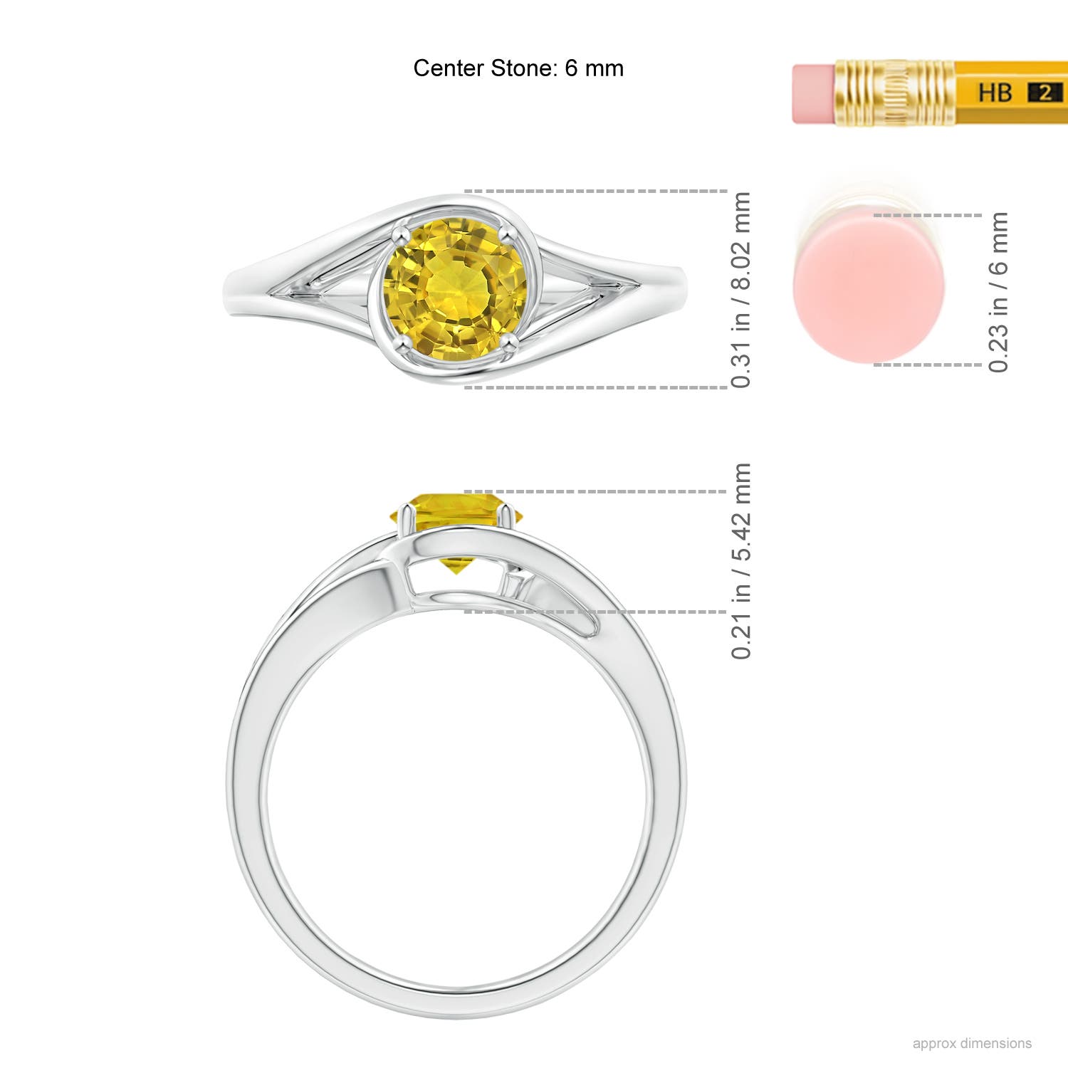 AAAA - Yellow Sapphire / 1 CT / 14 KT White Gold