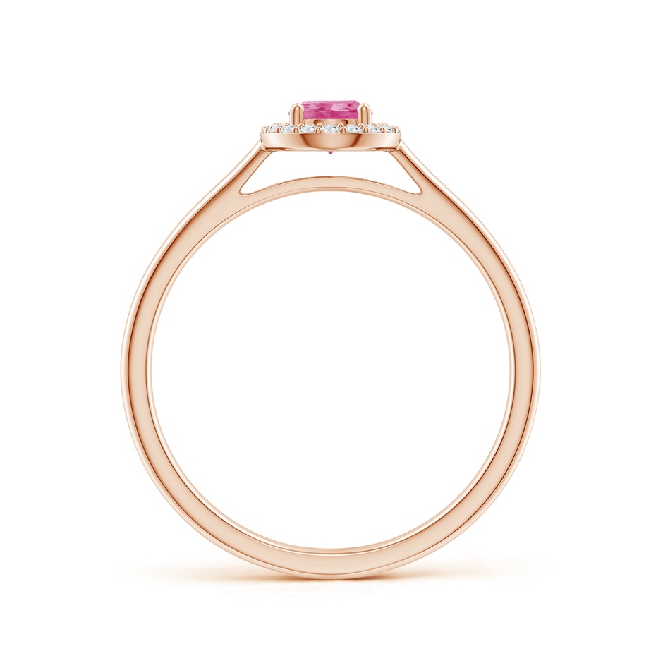 6x4mm AAA Pear-Shaped Pink Sapphire Halo Ring in 9K Rose Gold side 1