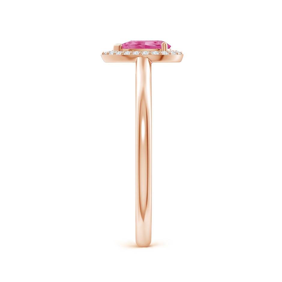 6x4mm AAA Pear-Shaped Pink Sapphire Halo Ring in 9K Rose Gold body-hand