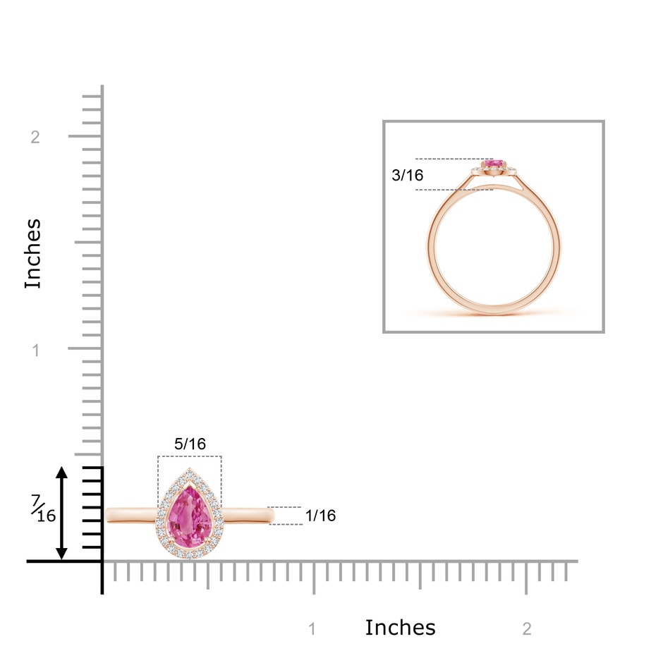 6x4mm AAA Pear-Shaped Pink Sapphire Halo Ring in 9K Rose Gold box-1