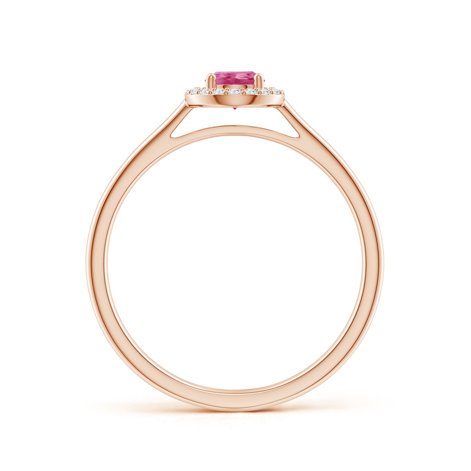 6x4mm AAAA Pear-Shaped Pink Sapphire Halo Ring in 9K Rose Gold side 1