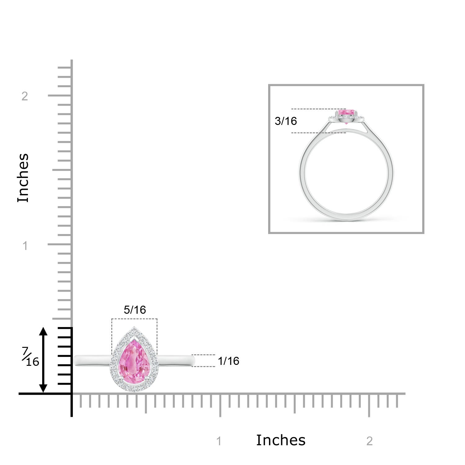 A - Pink Sapphire / 0.87 CT / 14 KT White Gold