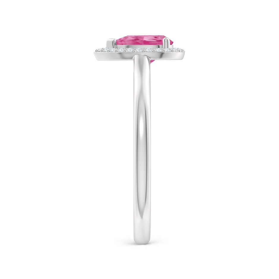 7x5mm AAA Pear-Shaped Pink Sapphire Halo Ring in White Gold side-2