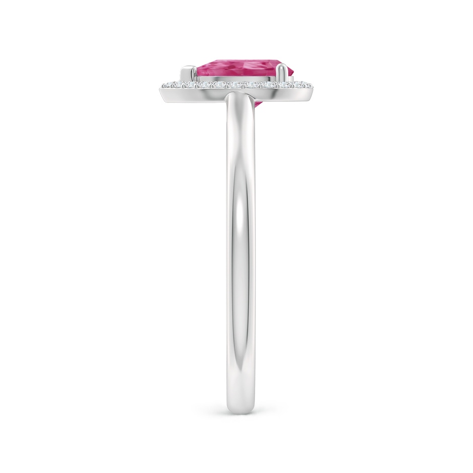7x5mm AAAA Pear-Shaped Pink Sapphire Halo Ring in P950 Platinum side-2