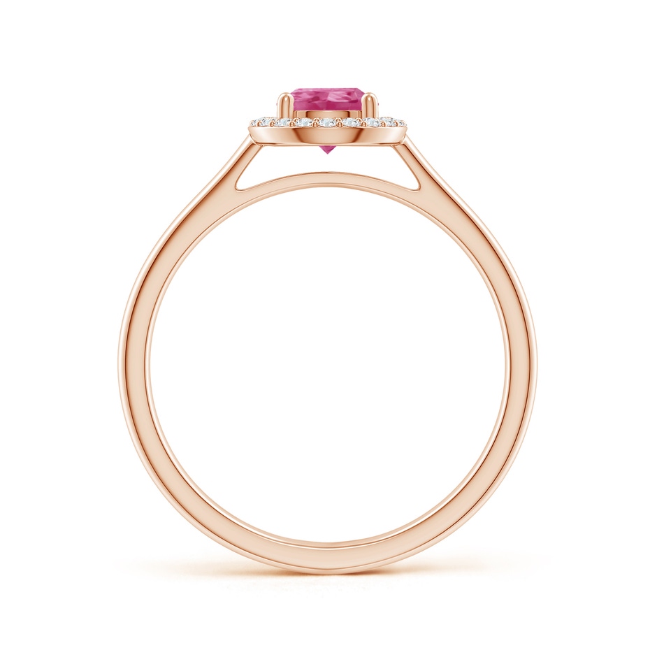 7x5mm AAAA Pear-Shaped Pink Sapphire Halo Ring in Rose Gold side-1
