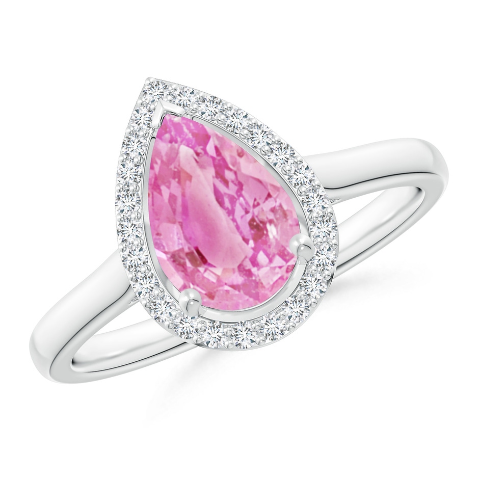 9x6mm A Pear-Shaped Pink Sapphire Halo Ring in P950 Platinum 