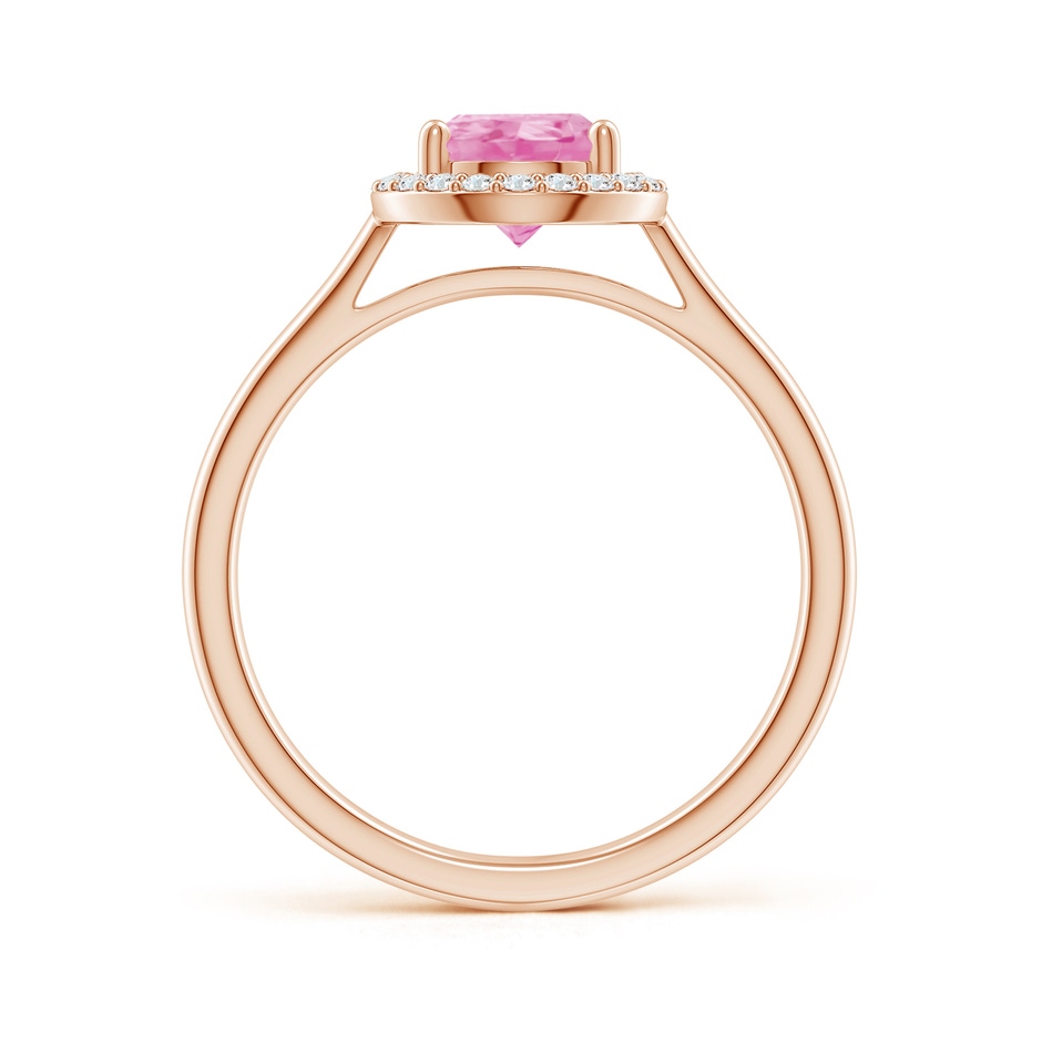 9x6mm A Pear-Shaped Pink Sapphire Halo Ring in Rose Gold side-1