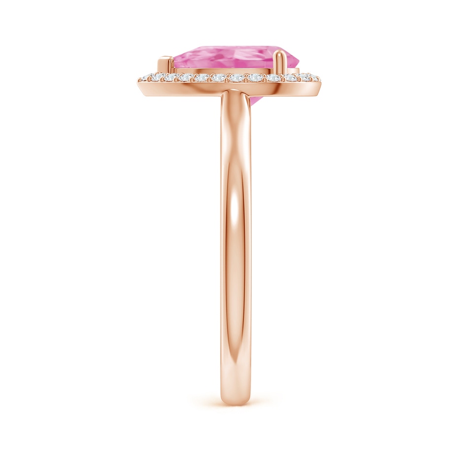 9x6mm A Pear-Shaped Pink Sapphire Halo Ring in Rose Gold side-2