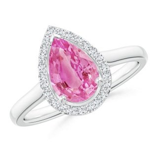 9x6mm AA Pear-Shaped Pink Sapphire Halo Ring in P950 Platinum