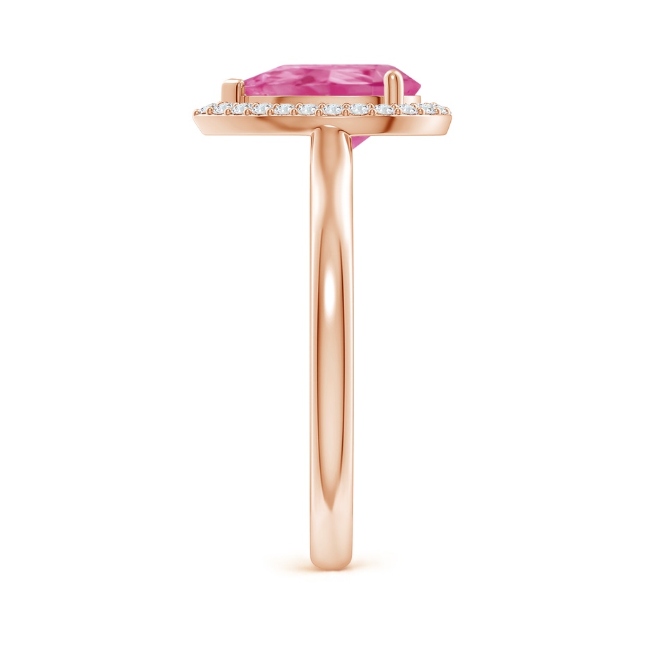 9x6mm AAA Pear-Shaped Pink Sapphire Halo Ring in Rose Gold side-2