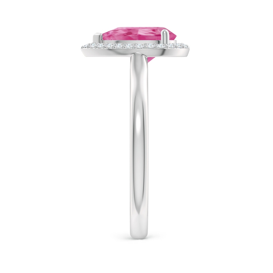 9x6mm AAA Pear-Shaped Pink Sapphire Halo Ring in White Gold side-2
