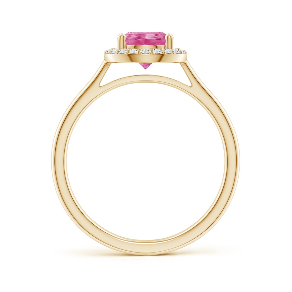 9x6mm AAA Pear-Shaped Pink Sapphire Halo Ring in Yellow Gold side-1