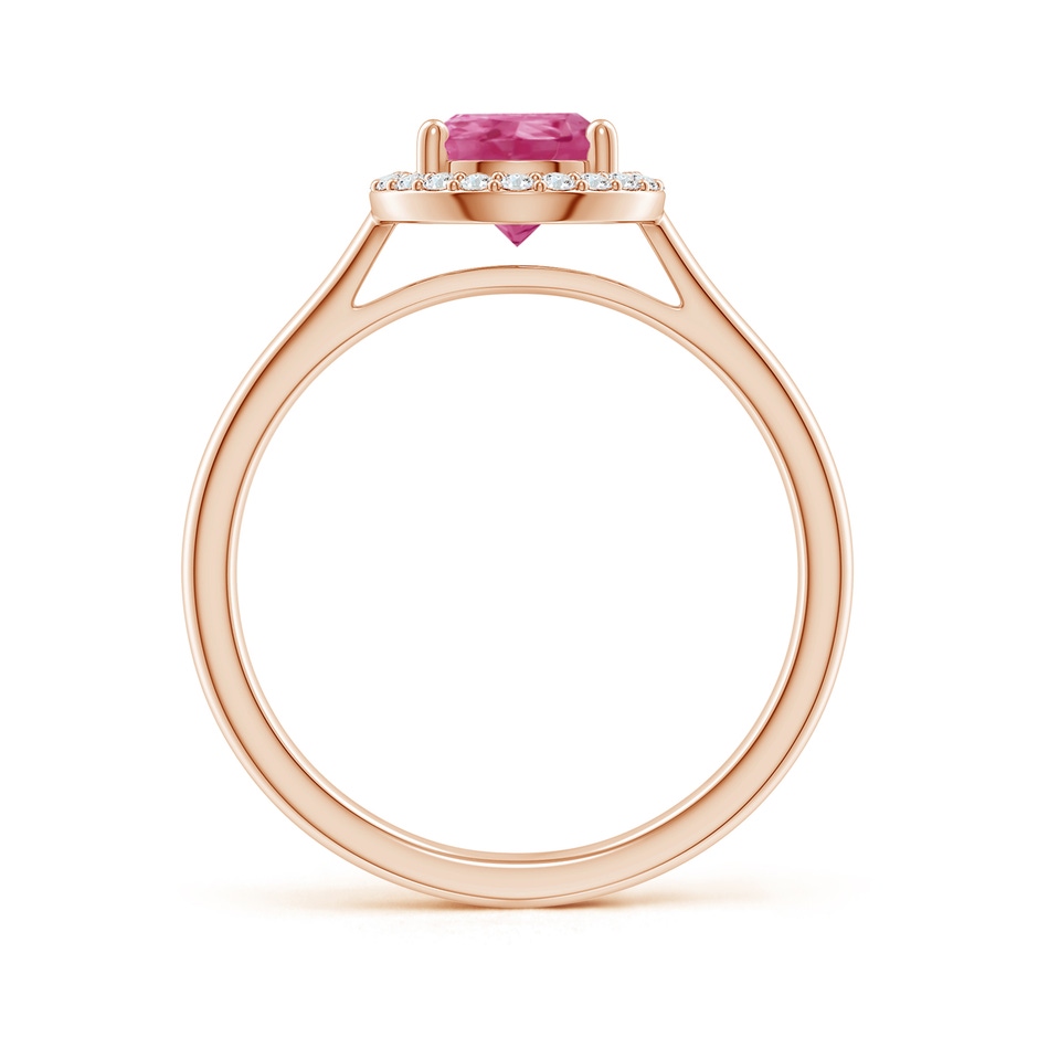 9x6mm AAAA Pear-Shaped Pink Sapphire Halo Ring in 9K Rose Gold side 1