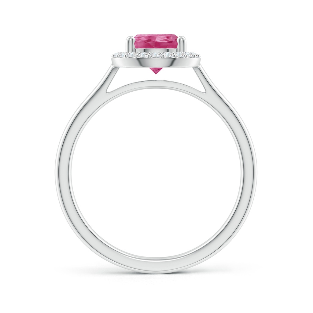 9x6mm AAAA Pear-Shaped Pink Sapphire Halo Ring in White Gold Side-1