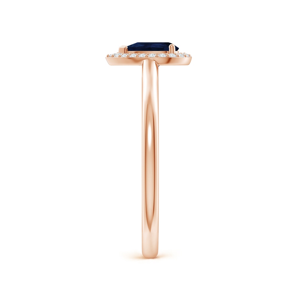 6x4mm A Pear-Shaped Blue Sapphire Halo Ring in Rose Gold side-2
