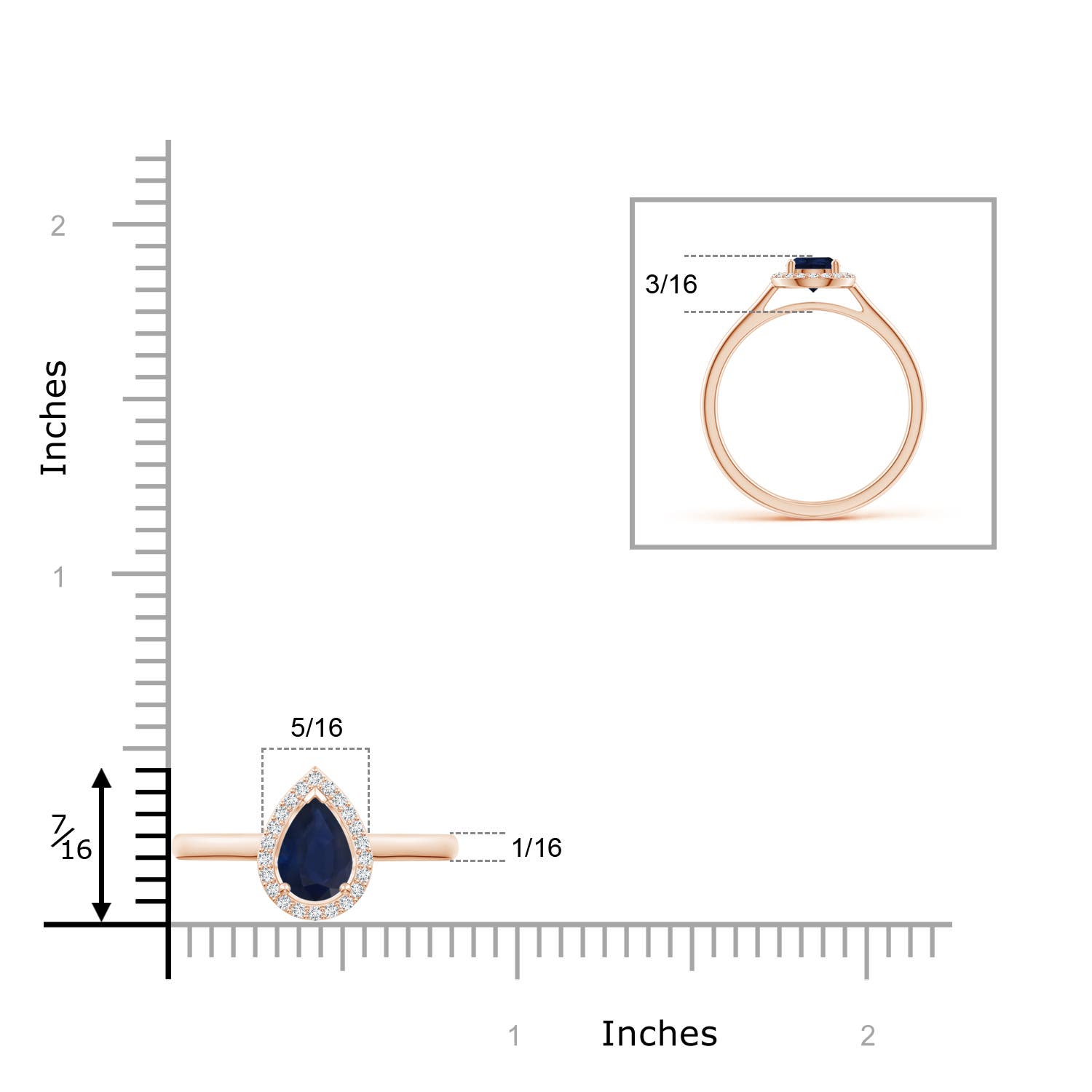 A - Blue Sapphire / 0.87 CT / 14 KT Rose Gold