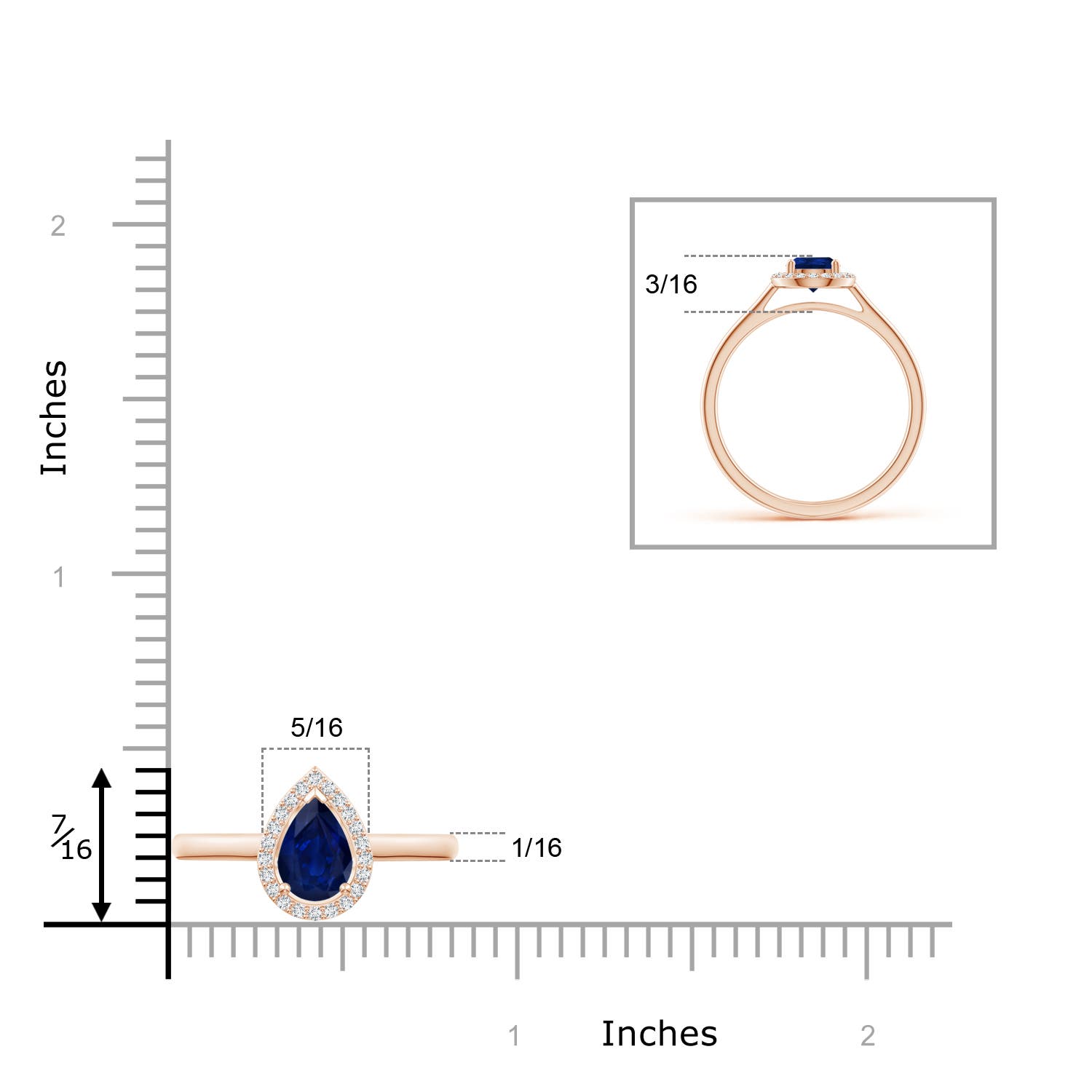 AA - Blue Sapphire / 0.87 CT / 14 KT Rose Gold