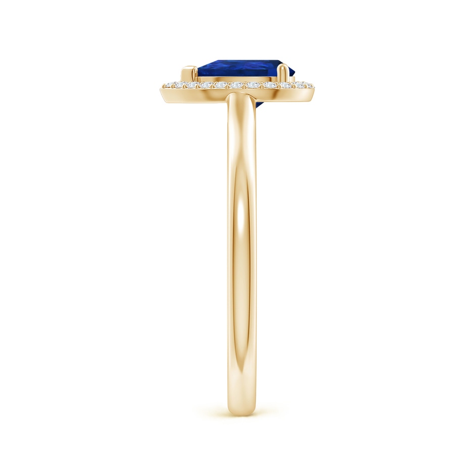 7x5mm AAA Pear-Shaped Blue Sapphire Halo Ring in Yellow Gold side-2